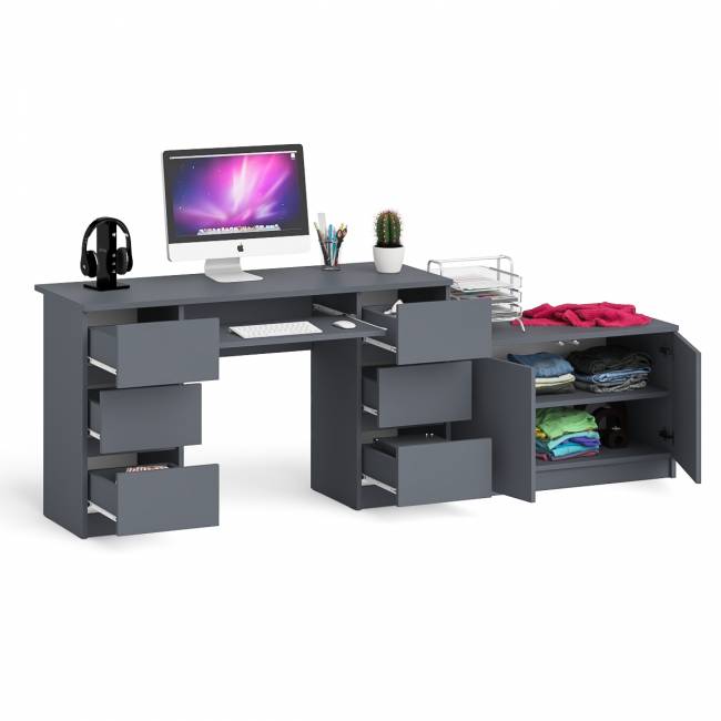 Двухтумбовый компьютерный стол Мори МС-2 с широкой тумбой на 900 цвет графит Двухтумбовый компьютерный стол Мори МС-2 с широкой тумбой на 900 цвет графит